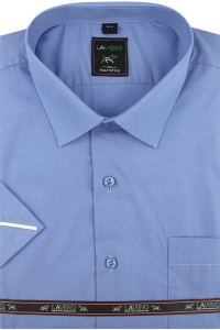 Koszula Męska Elegancka Wizytowa do garnituru Laviino gładka niebieska z krótkim rękawem w kroju REGULAR K944