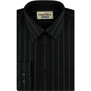 Koszula Męska Elegancka Wizytowa do garnituru czarna w paski z długim rękawem w kroju REGULAR Formax F022