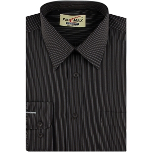 Koszula Męska Elegancka Wizytowa do garnituru brązowa w paski z długim rękawem w kroju REGULAR Formax F028