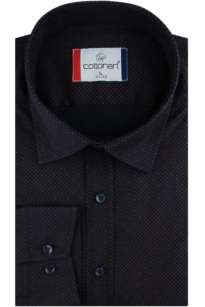 Koszula-Męska-Elegancka-Wizytowa-do-garnituru-czarna-we-wzorki-z-długim-rękawem-w-kroju-SLIM-FIT-Cottonart-IMG_3076.JPG