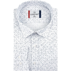 Koszula Męska Elegancka Wizytowa do garnituru biała we wzorki z długim rękawem w kroju SLIM FIT Cottonart C565