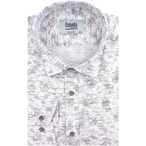 Koszula Męska Elegancka Wizytowa do garnituru biała w kwiatki z długim rękawem w kroju SLIM FIT C964