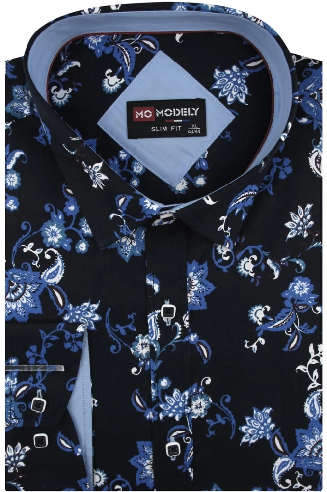 Koszula-Męska-Elegancka-Wizytowa-do-garnituru-granatowa-w-kwiatki-z-długim-rekawem-w-kroju-SLIM-FIT-Modely-IMG_0258.JPG