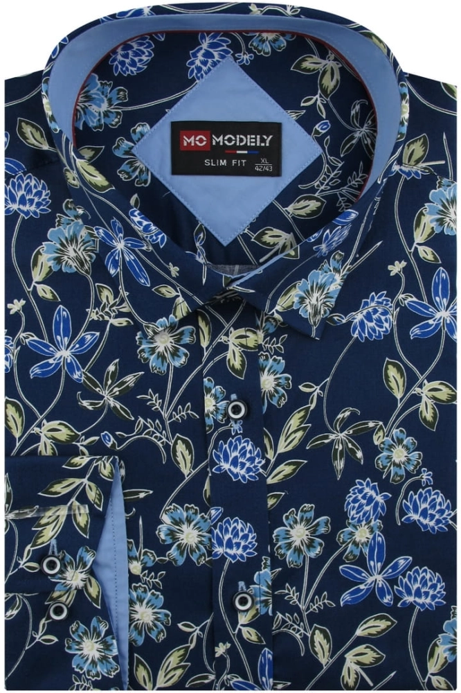 Koszula-Męska-Elegancka-Wizytowa-do-garnituru-granatowa-w-kwiatki-z-długim-rękawem-w-kroju-SLIM-FIT-Modely-IMG_1018.JPG