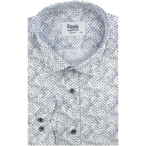 Koszula Męska Elegancka Wizytowa do garnituru biała we wzorki z długim rękawem w kroju SLIM FIT Espada Men's Wear E147