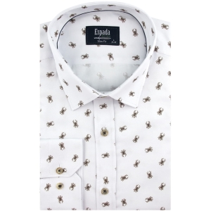Koszula Męska Elegancka Wizytowa do garnituru biała w pająki z długim rękawem w kroju SLIM FIT Espada Men's Wear E266