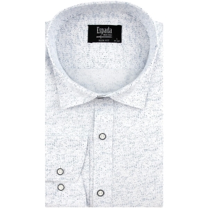 Koszula Męska Elegancka Wizytowa do garnituru biała we wzorki z długim rękawem w kroju SLIM FIT Espada Men's Wear E279