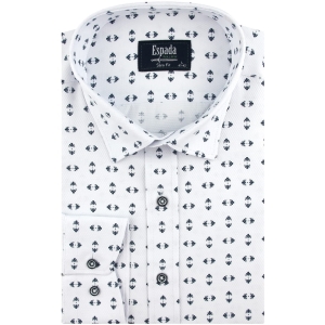 Koszula Męska Elegancka Wizytowa do garnituru biała we wzorki z długim rękawem w kroju SLIM FIT Espada Men's Wear E334