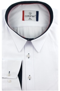 Koszula Męska Elegancka Wizytowa do garnituru gładka biała z długim rękawem w kroju SLIM FIT Cottonart E415