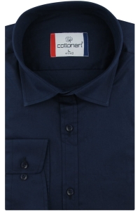 Koszula Męska Elegancka Wizytowa do garnituru gładka granatowa z długim rękawem w kroju SLIM FIT Cottonart E439