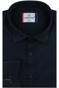 Duża Koszula Męska Elegancka Wizytowa do garnituru gładka granatowa z długim rękawem Duże rozmiary Cottonart E442
