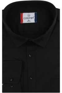 Duża Koszula Męska Elegancka Wizytowa do garnituru gładka czarna z długim rękawem Duże rozmiary Cottonart E446