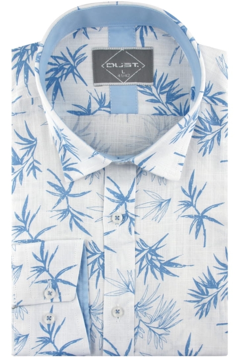 Lniana-Koszula-Męska-Codzienna-Bawełniana-Casual-biała-w-listki-z-długim-rękawem-w-kroju-Slim-Fit-Dust.-IMG_2947.JPG