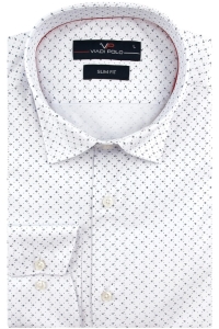 Koszula Męska Elegancka Wizytowa do garnituru biała we wzorki z długim rękawem w kroju SLIM FIT Viadi Polo E651