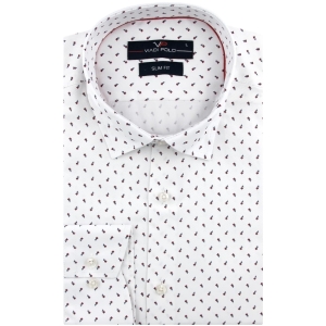Koszula Męska Elegancka Wizytowa do garnituru biała w kwiatki z długim rękawem w kroju SLIM FIT Viadi Polo E720