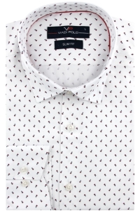 Koszula Męska Elegancka Wizytowa do garnituru biała w kwiatki z długim rękawem w kroju SLIM FIT Viadi Polo E720