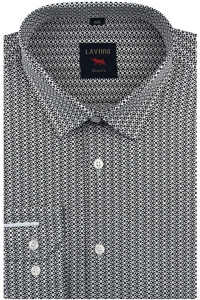 Koszula Męska Elegancka Wizytowa do garnituru biała we wzorki z długim rękawem w kroju SLIM FIT Laviino E753