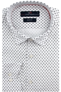 Koszula Męska Elegancka Wizytowa do garnituru biała we wzorki z długim rękawem w kroju SLIM FIT Viadi Polo E891