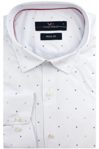 Koszula Męska Elegancka Wizytowa do garnituru biała we wzorki z długim rękawem w kroju REGULAR Viadi Polo E906