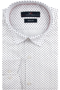 Koszula Męska Elegancka Wizytowa do garnituru biała we wzorki z długim rękawem w kroju REGULAR Viadi Polo H034