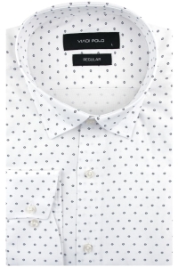 Koszula Męska Elegancka Wizytowa do garnituru biała we wzorki z długim rękawem w kroju REGULAR Viadi Polo H041