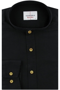 Koszula Męska Codzienna ze stójką gładka czarna z długim rękawem w kroju SLIM FIT Viadi Polo H066