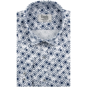 Koszula Męska Elegancka Wizytowa do garnituru biała we wzorki z długim rękawem w kroju SLIM FIT Espada Men's Wear H111