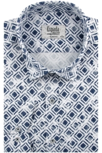 Koszula Męska Elegancka Wizytowa do garnituru biała we wzorki z długim rękawem w kroju SLIM FIT Espada Men's Wear H111
