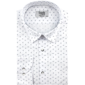 Koszula Męska Elegancka Wizytowa do garnituru biała we wzorki z długim rękawem w kroju SLIM FIT Espada Men's Wear H120