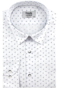 Koszula Męska Elegancka Wizytowa do garnituru biała we wzorki z długim rękawem w kroju SLIM FIT Espada Men's Wear H120