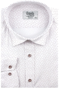 Koszula Męska Elegancka Wizytowa do garnituru biała we wzorki z długim rękawem w kroju SLIM FIT Espada Men's Wear H137