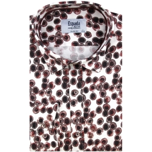Koszula Męska Elegancka Wizytowa do garnituru cyfrowy nadruk biała we wzorki z długim rękawem w kroju SLIM FIT Espada Men's Wear H209