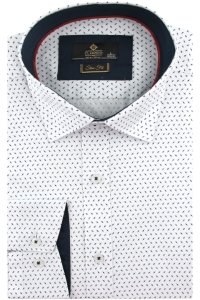 Koszula Męska Elegancka Wizytowa do garnituru biała we wzorki z długim rękawem w kroju SLIM FIT Classo H246