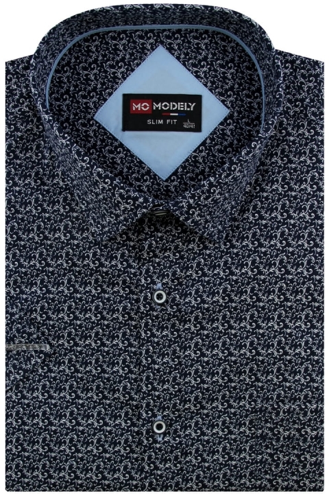 Koszula-Męska-Elegancka-Wizytowa-do-garnituru-granatowa-we-wzorki-z-krótkim-rękawem-w-kroju-SLIM-FIT-IMG_5241-.JPG