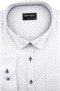 Duża Koszula Męska Elegancka Wizytowa do garnituru biała we wzorki z długim rękawem Duże rozmiary H359