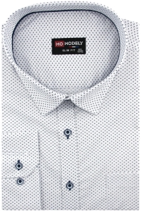 Duża Koszula Męska Elegancka Wizytowa do garnituru biała we wzorki z długim rękawem Duże rozmiary H361