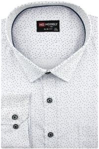 Duża Koszula Męska Elegancka Wizytowa do garnituru biała we wzorki z długim rękawem Duże rozmiary H364