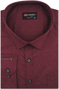 Duża Koszula Męska Elegancka Wizytowa do garnituru bordowa we wzorki z długim rękawem Duże rozmiary H365