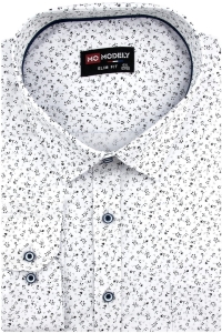 Duża Koszula Męska Elegancka Wizytowa do garnituru biała we wzorki z długim rękawem Duże rozmiary H348
