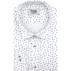 Koszula Męska Elegancka Wizytowa do garnituru biała we wzorki z długim rękawem w kroju SLIM FIT Espada Men's Wear H469
