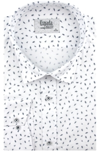 Koszula Męska Elegancka Wizytowa do garnituru biała we wzorki z długim rękawem w kroju SLIM FIT Espada Men's Wear H469