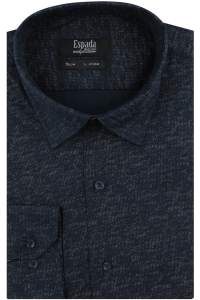 Koszula Męska Elegancka Wizytowa do garnituru granatowa we wzorki z długim rękawem w kroju SLIM FIT Espada Men's Wear H470