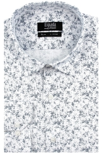 Koszula Męska Elegancka Wizytowa do garnituru biała we wzorki z długim rękawem w kroju SLIM FIT Espada Men's Wear H471
