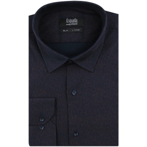 Koszula Męska Elegancka Wizytowa do garnituru granatowa we wzorki z długim rękawem w kroju SLIM FIT Espada Men's Wear H473