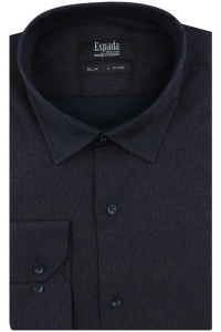 Koszula Męska Elegancka Wizytowa do garnituru granatowa we wzorki z długim rękawem w kroju SLIM FIT Espada Men's Wear H473