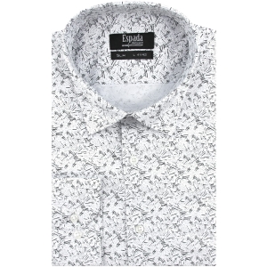 Koszula Męska Elegancka Wizytowa do garnituru biała we wzorki z długim rękawem w kroju SLIM FIT Espada Men's Wear H476