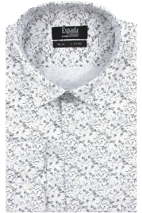 Koszula Męska Elegancka Wizytowa do garnituru biała we wzorki z długim rękawem w kroju SLIM FIT Espada Men's Wear H476