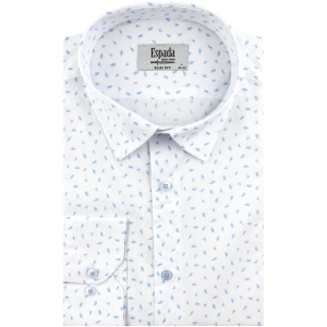Koszula Męska Elegancka Wizytowa do garnituru biała we wzorki z długim rękawem w kroju SLIM FIT Espada Men's Wear H477