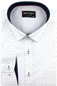 Duża Koszula Męska Elegancka Wizytowa do garnituru biała we wzorki z długim rękawem Duże rozmiary H574