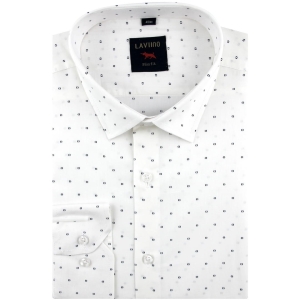 Koszula Męska Elegancka Wizytowa do garnituru biała we wzorki z długim rękawem w kroju SLIM FIT Laviino H628